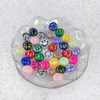 UV Plating Flat Round Acrylic Beads 15mm Glossy Smiley Face 1pc 3