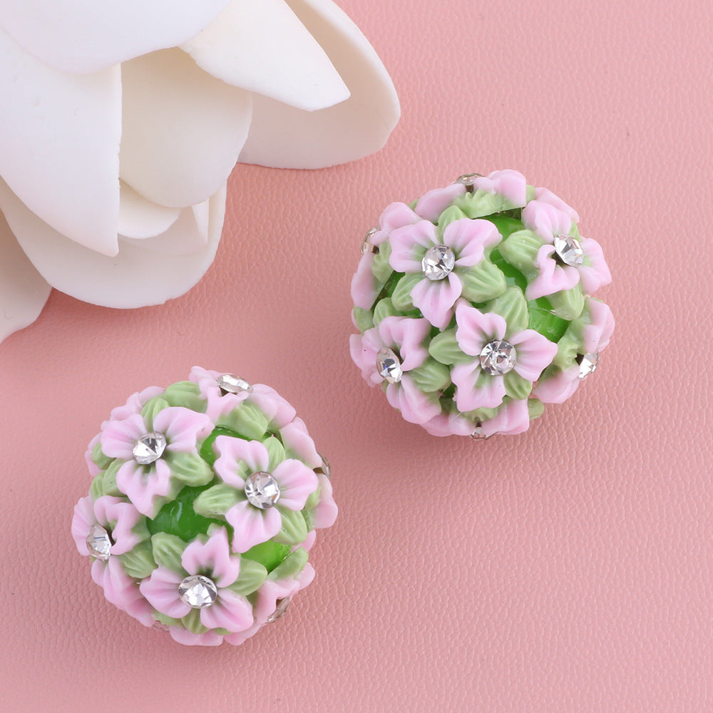 Embellished Bubblegum Beads 22mm Gradient Six Petal Flower Cluster 5pcs 10