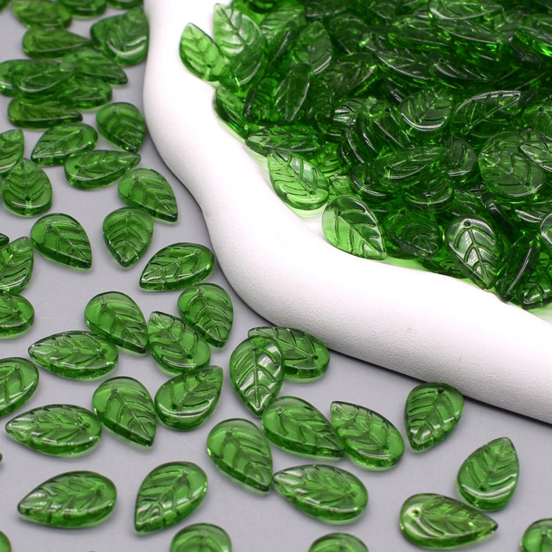 Vintage Czech Glass Leaf Glass Beads 11x18mm 100pcs 17