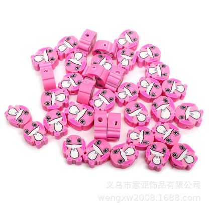 Animal Character Flat Clay Beads 10mm Colorful Mixed 1000pcs 12
