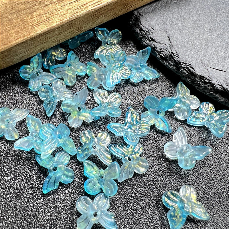 Czech Glass Beads Butterfly 11mm Gradient Purple Blue Green 50pcs 3