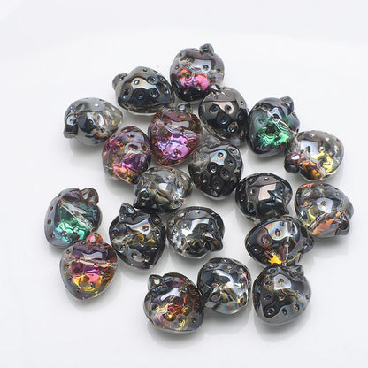 Electroplated Strawberry Glass Beads 13x16mm Iridescent 10pcs 7