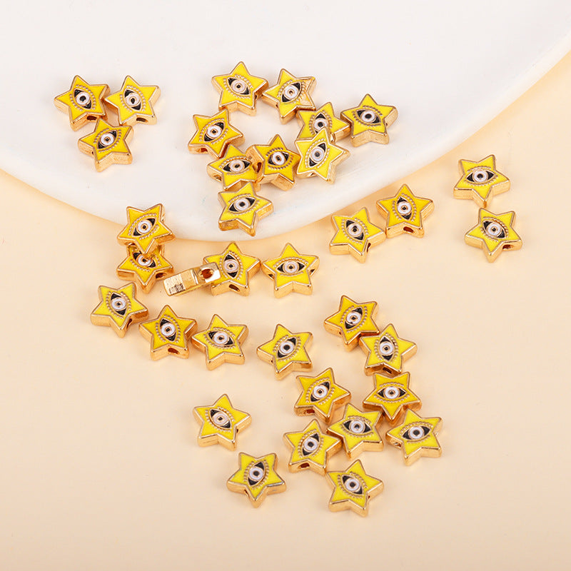 Irregular Shaped Metal Beads Double-Sided Enamel Evil Eye 20pcs 45