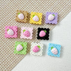 Strawberry and Mouse Metal Beads 13mm Pastel Painted Cookie Design 10pcs 15