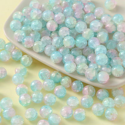 Gradient Crackle Round Glass Beads 10mm Pastel Mixed Colors 100pcs 23