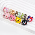 Cartoon Character Bear Head Acrylic Beads 17mm Colorful 10pcs