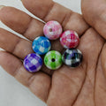 UV Plating Round Acrylic Beads 16mm Houndstooth Pattern 100pcs 2