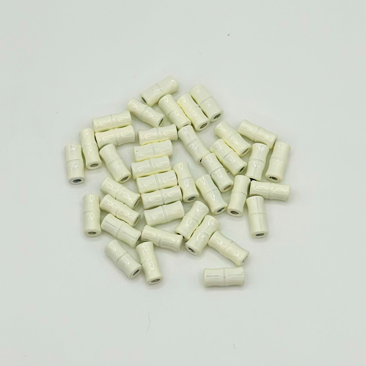 Bamboo Tube Metal Beads 3x8mm Baking Painted Alloy 40pcs 10