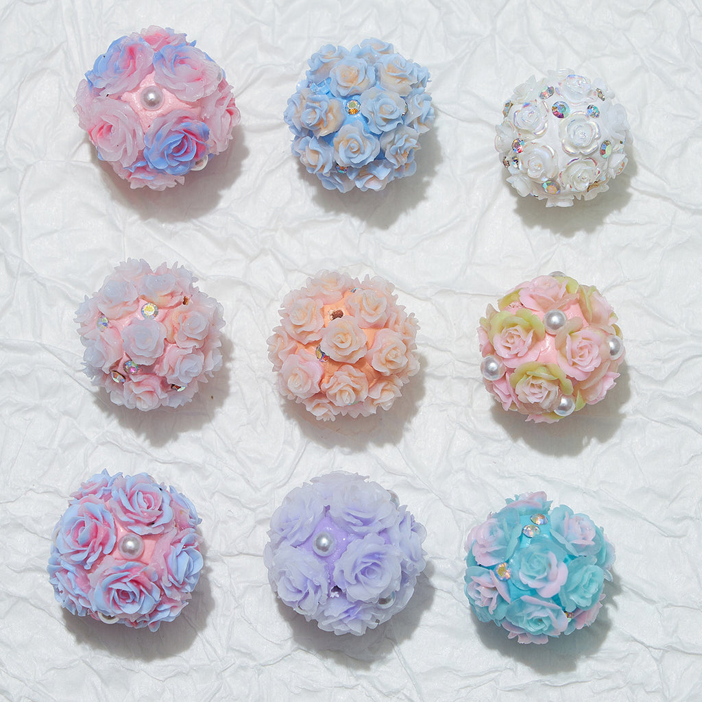 Embellished Flower Cluster Clay Beads 20mm Gradient Rose 10pcs 5