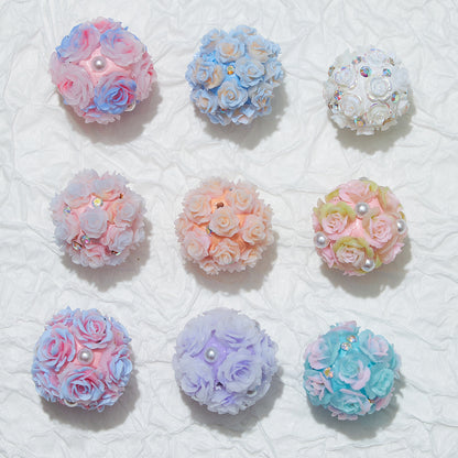Embellished Flower Cluster Clay Beads 20mm Gradient Rose 10pcs 5