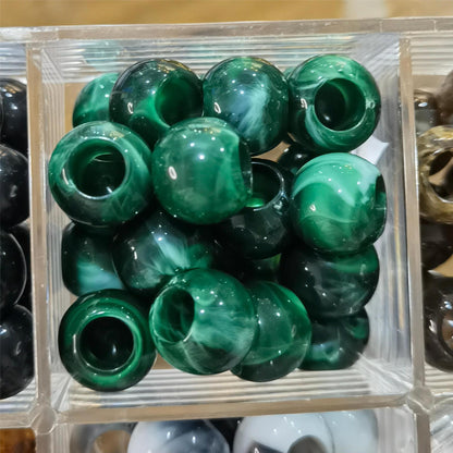 Vintage Acrylic Large Hole Beads 10-11.6mm Earth Tone Crackle 1pc 15