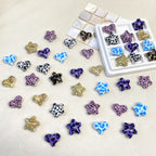 Leopard Print Heart Star Acrylic Beads 20mm Mixed Colors 50pcs 2