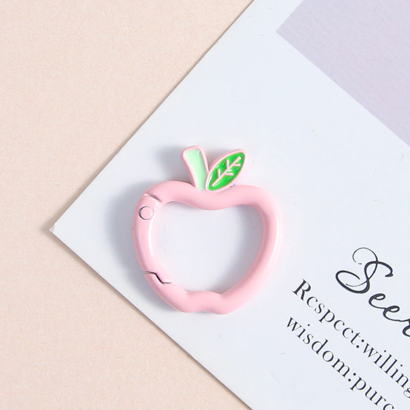 Zinc Alloy Apple Shape Trigger Spring Key Rings 3cm 6pcs 8