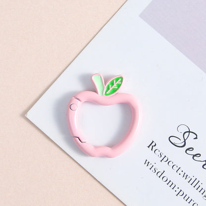 Zinc Alloy Apple Shape Trigger Spring Key Rings 3cm 6pcs 8