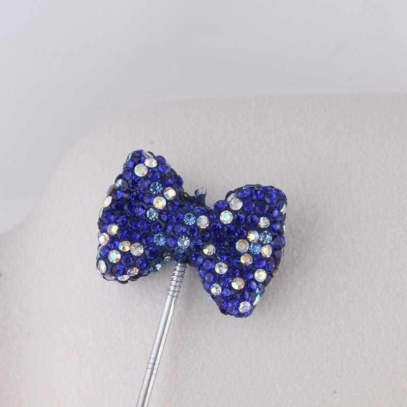 Rhinestone Bow Clay Beads 30mm Full Covered 5pcs 11