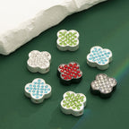 Four-Leaf Clover Rhinestone Beads 16mm Alloy Pave 10pcs