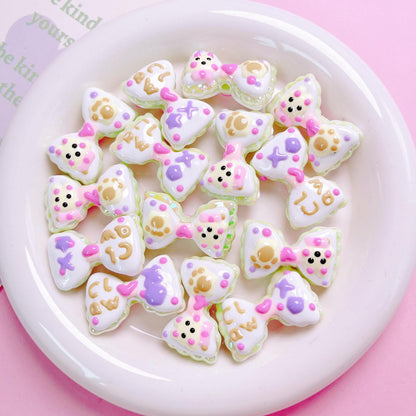 Hand Painted Hi Bow Acrylic Beads 20mm 33mm Pastel Colors 5pcs 11