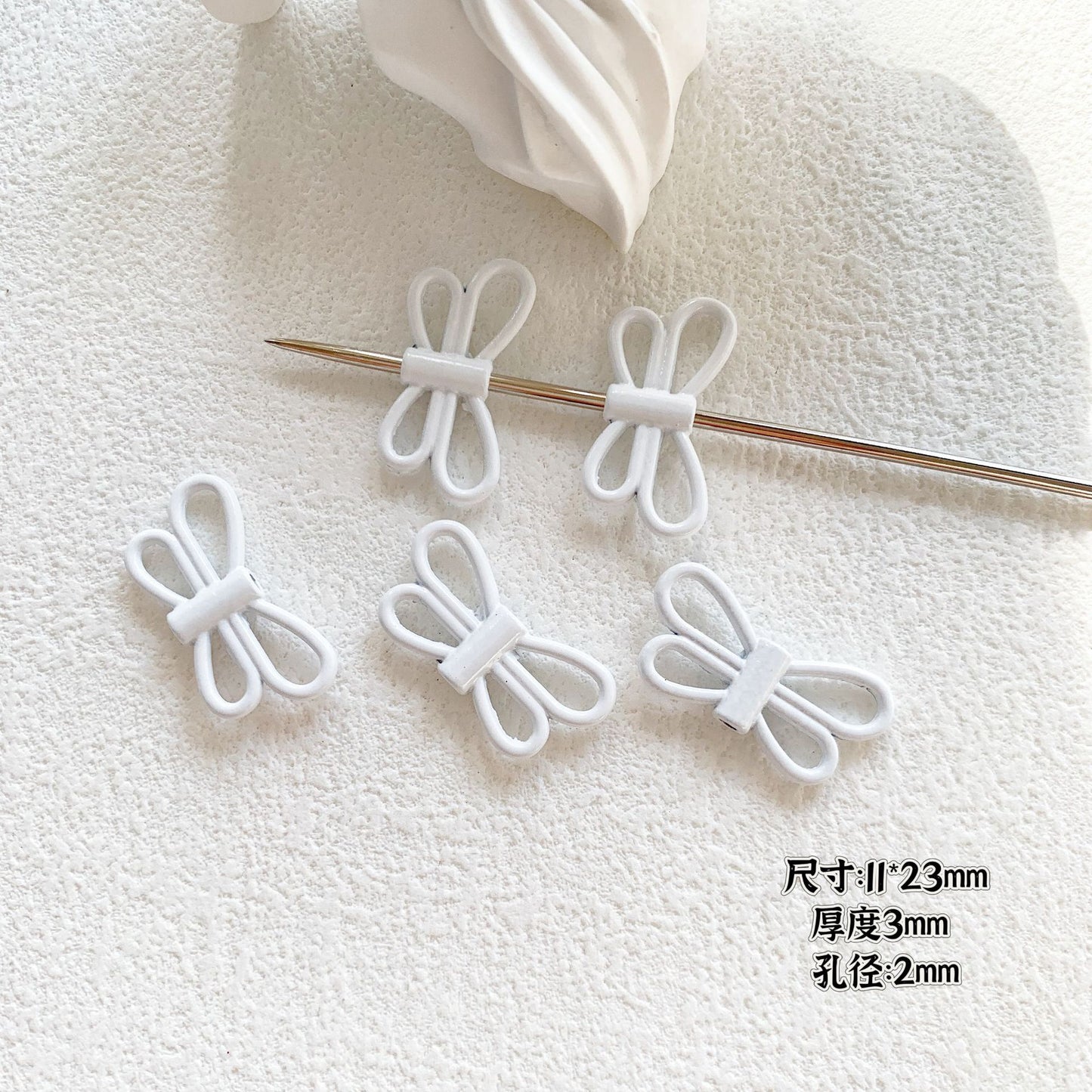 Baking Painted Black and White Metal Beads Quirky Shapes 10pcs 14