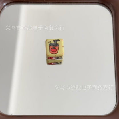 Square Acrylic Beads 14mm Puppy in Tomato Glossy Colors 10pcs 12