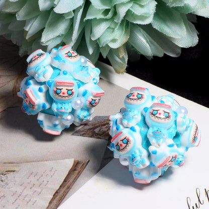 Embellished Bubblegum Beads 20mm Labub Polymer Clay Detailed 5pcs 11
