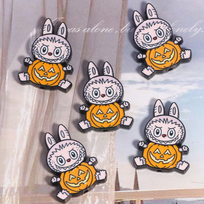 Halloween Labub Pumpkin Metal Beads 25mm Enamel Alloy 10pcs 4