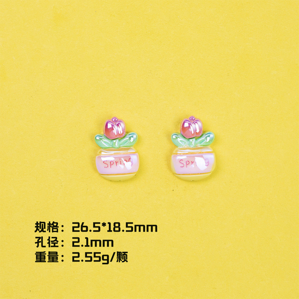 Plating Sunflower and Bus Resin Beads Glossy Multicolor 10pcs 9