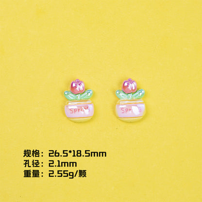 Plating Sunflower and Bus Resin Beads Glossy Multicolor 10pcs 9