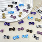 Leopard Print Bow Acrylic Beads 20mm Colorful Mixed 50pcs