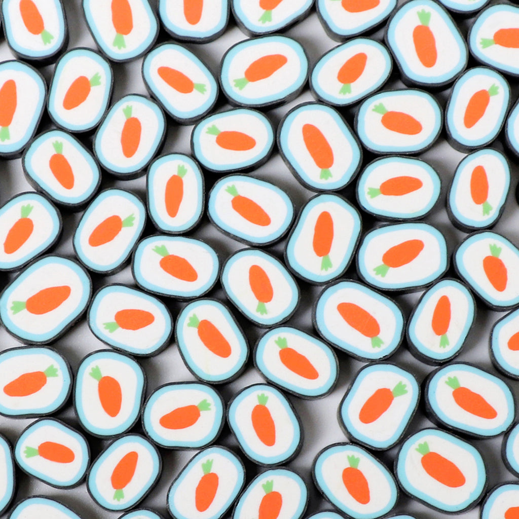 Easter Flat Clay Beads 13mm Carrot Pattern Polymer 100pcs 6