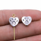 Heart Metal Beads 11mm Paw Engraved Silver Alloy 30pcs