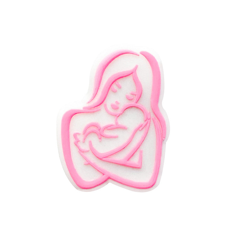 Silicone Focal Beads Mom Baby Loving Silhouette Pink Blue 20pcs 6