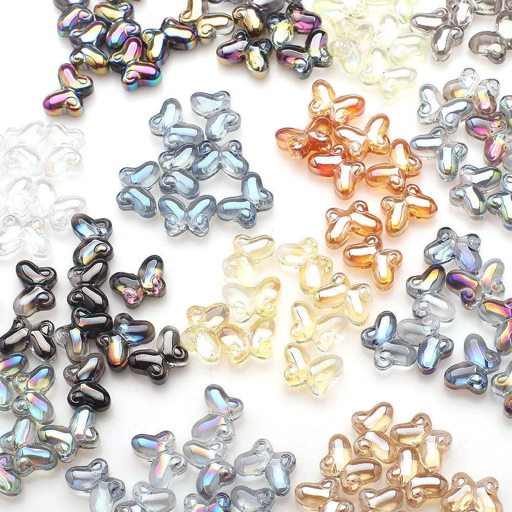 Butterfly Plated Transparent Glass Beads 10x14mm 20pcs 4