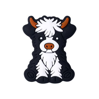 Silicone Focal Beads Dairy Cattle Highland Cow Sitting Pose 5