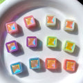 UV Plating Square Acrylic Beads 10mm Colorful Imitation Opal 10pcs