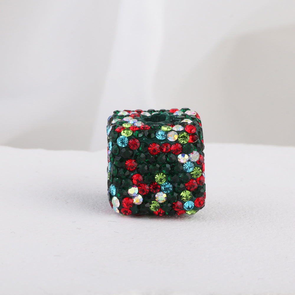 Leopard Print Rhinestone Polymer Clay Beads 14mm Square 15mm Round 10pcs 39
