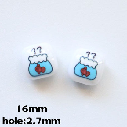 Double-Sided Blue Tone Square Acrylic Beads 16mm Printed 20pcs 12