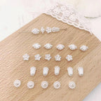 Vintage Showa Style Imitation Pearl Acrylic Beads Creamy Floral 100pcs 2