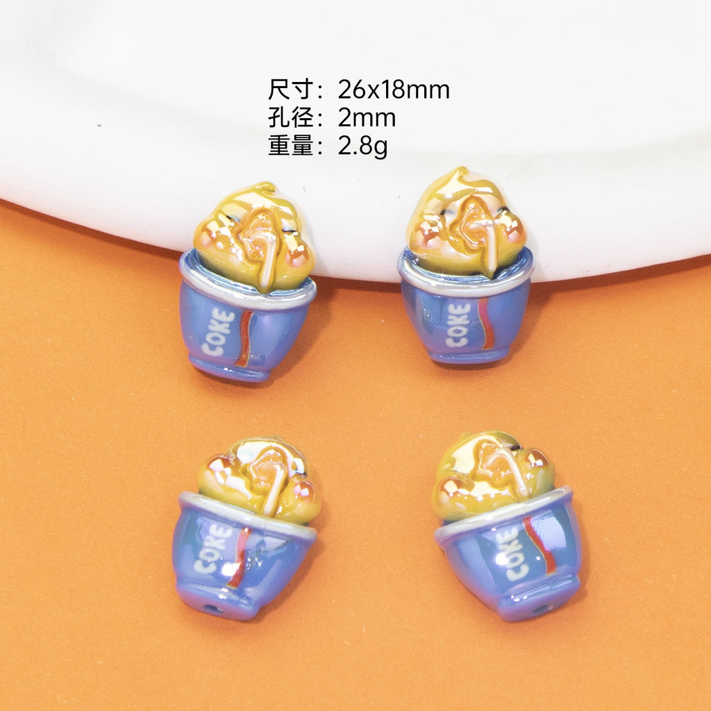 Glossy Plating Animal and Fast Food Resin Beads 20pcs 6