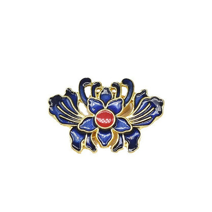 Fringed Iris Flower Metal Beads 28mm Cloisonne Enamel Zinc Alloy 10pcs 5
