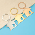 Creative Stainless Steel House Shape Keychain Silver Gold Rose Gold