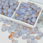 Frosted Round Glass Beads 8mm Marbled Soft Matte Gold Veining 50pcs 11