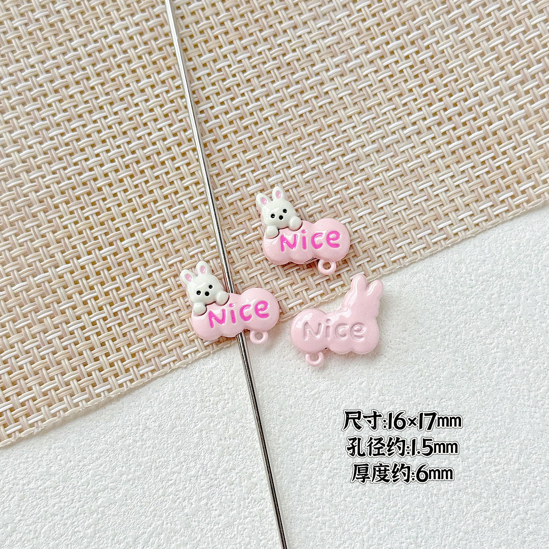 Baking Painted Window Kitten and Nice Rabbit Metal Beads 15/17mm 10pcs 13