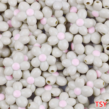 Glow In The Dark Five-Petal Flower Acrylic Beads 21mm Bicolor 10pcs 19