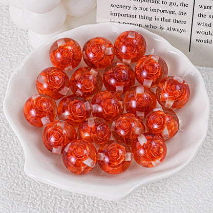 Blooming Flower Resin Beads 16mm Round Colorful 20pcs 6