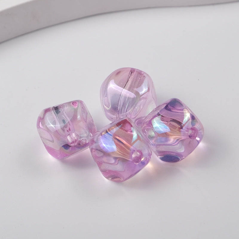 Plating Irregular Acrylic Beads 16mm Transparent Mixed Colors 100pcs 7