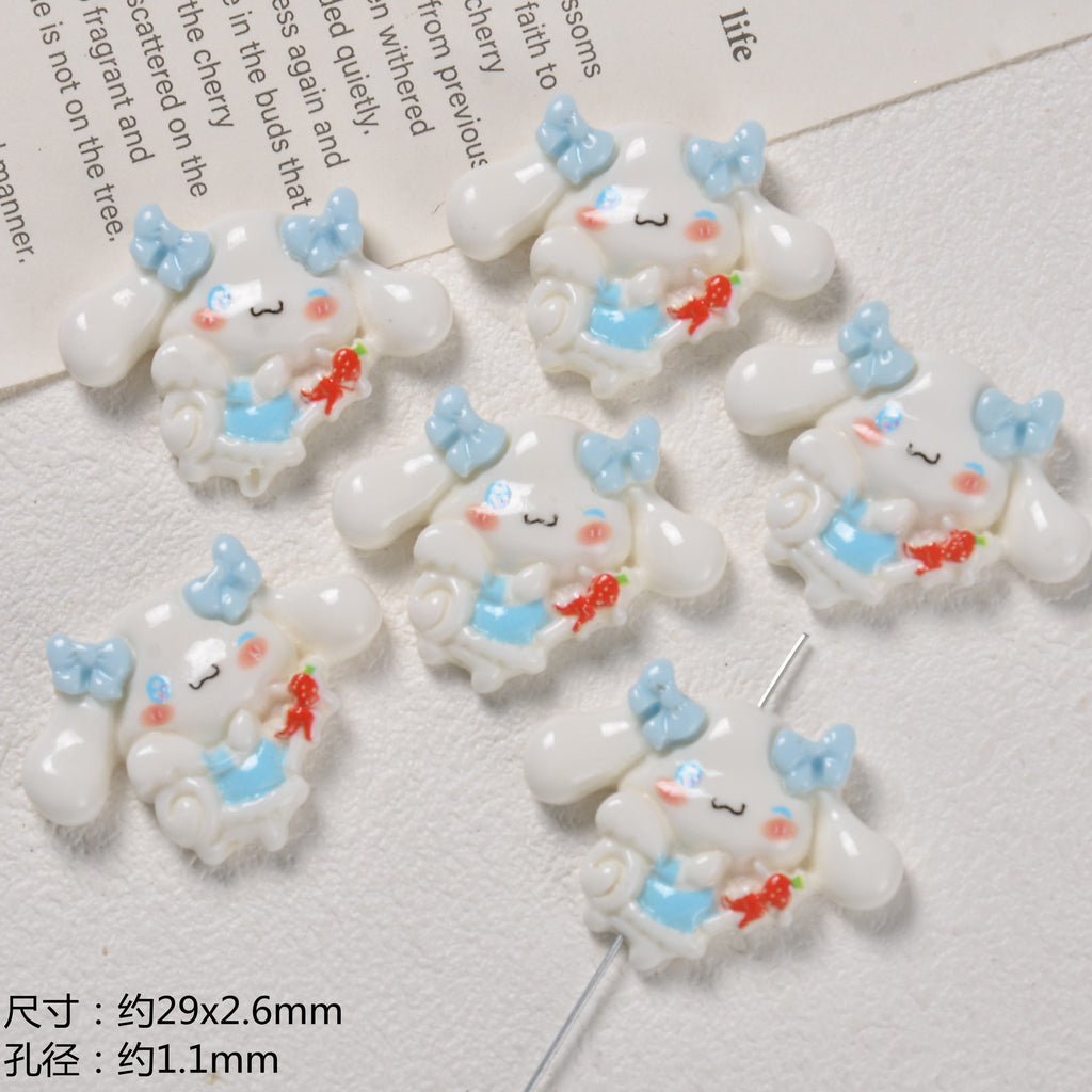 3D Enamel Character Resin Beads Glossy Pastel 2pcs 6