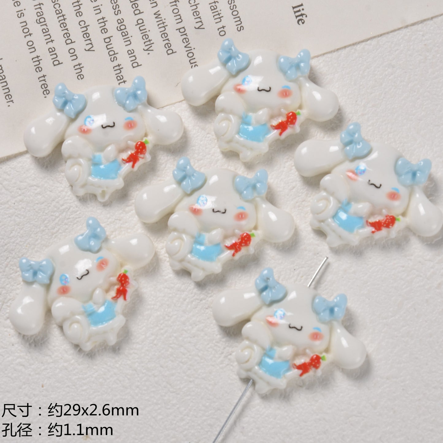 3D Enamel Character Resin Beads Glossy Pastel 2pcs 6