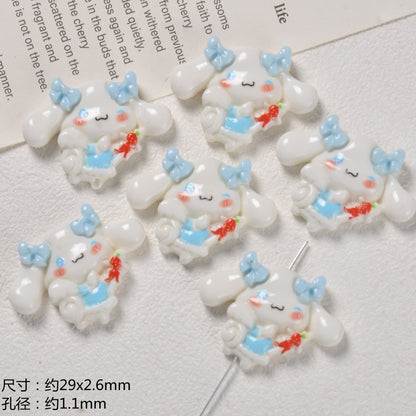 3D Enamel Character Resin Beads Glossy Pastel 2pcs 6
