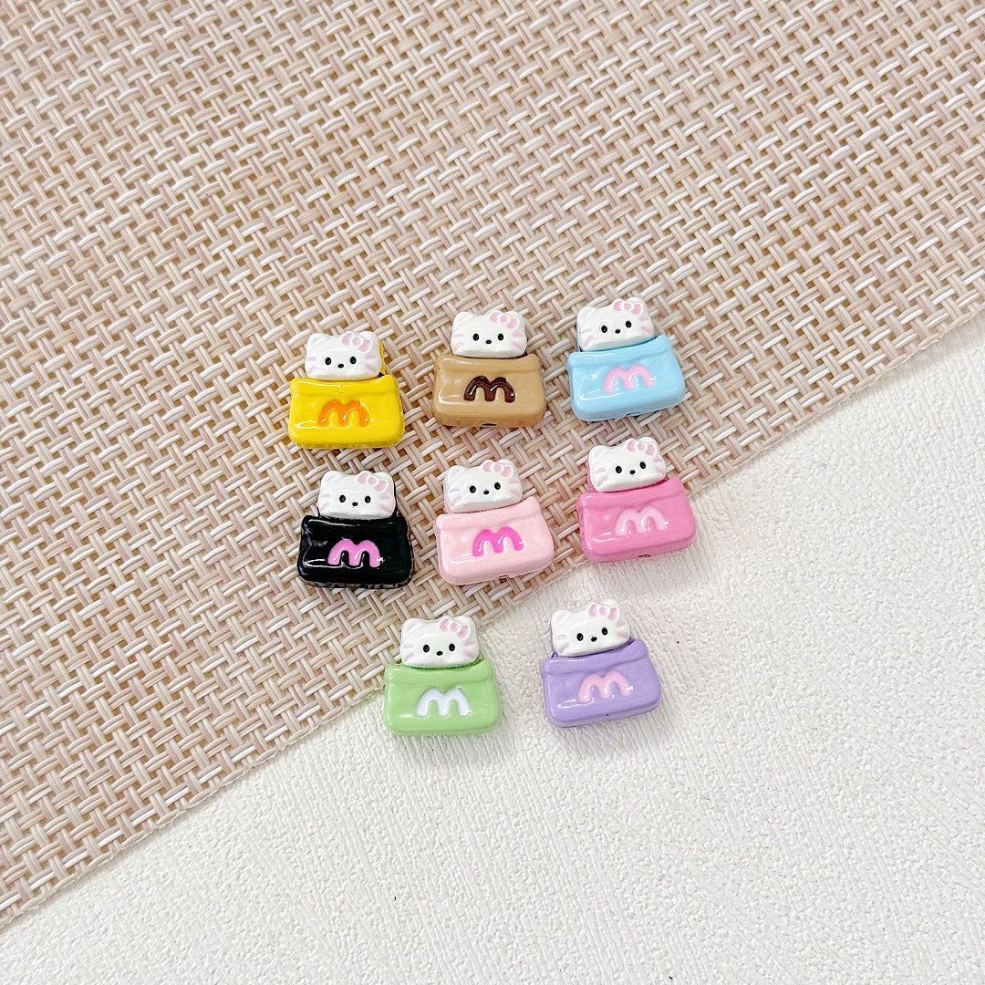 Cat and Bear Candy Painted Metal Beads 13 16mm Glossy 10pcs 11
