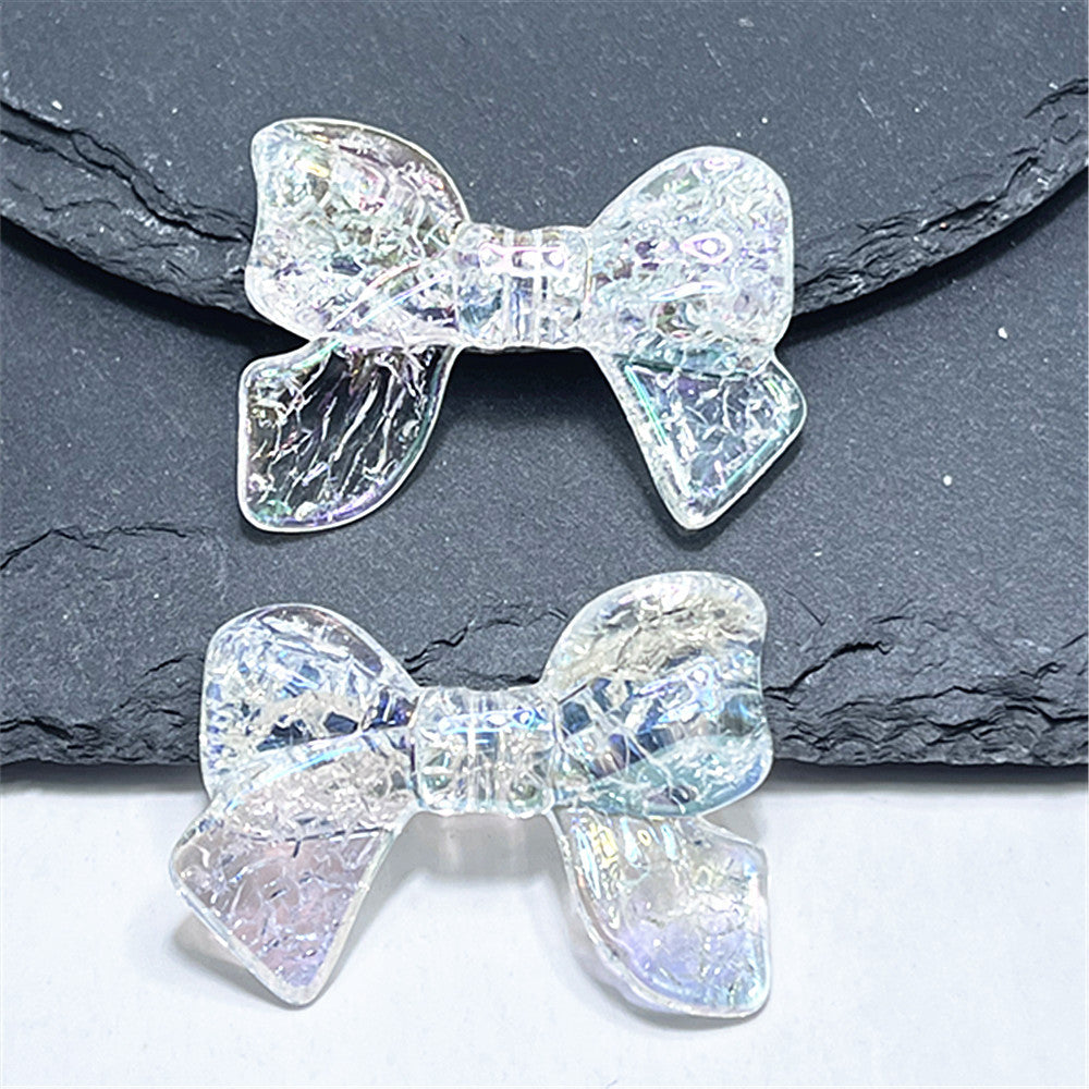Plating Crackle Butterfly Bow Acrylic Beads 22x32mm Translucent Pastel 100pcs 6